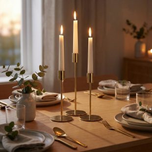 Gold Candle Holders - Set of 3 - Image 3