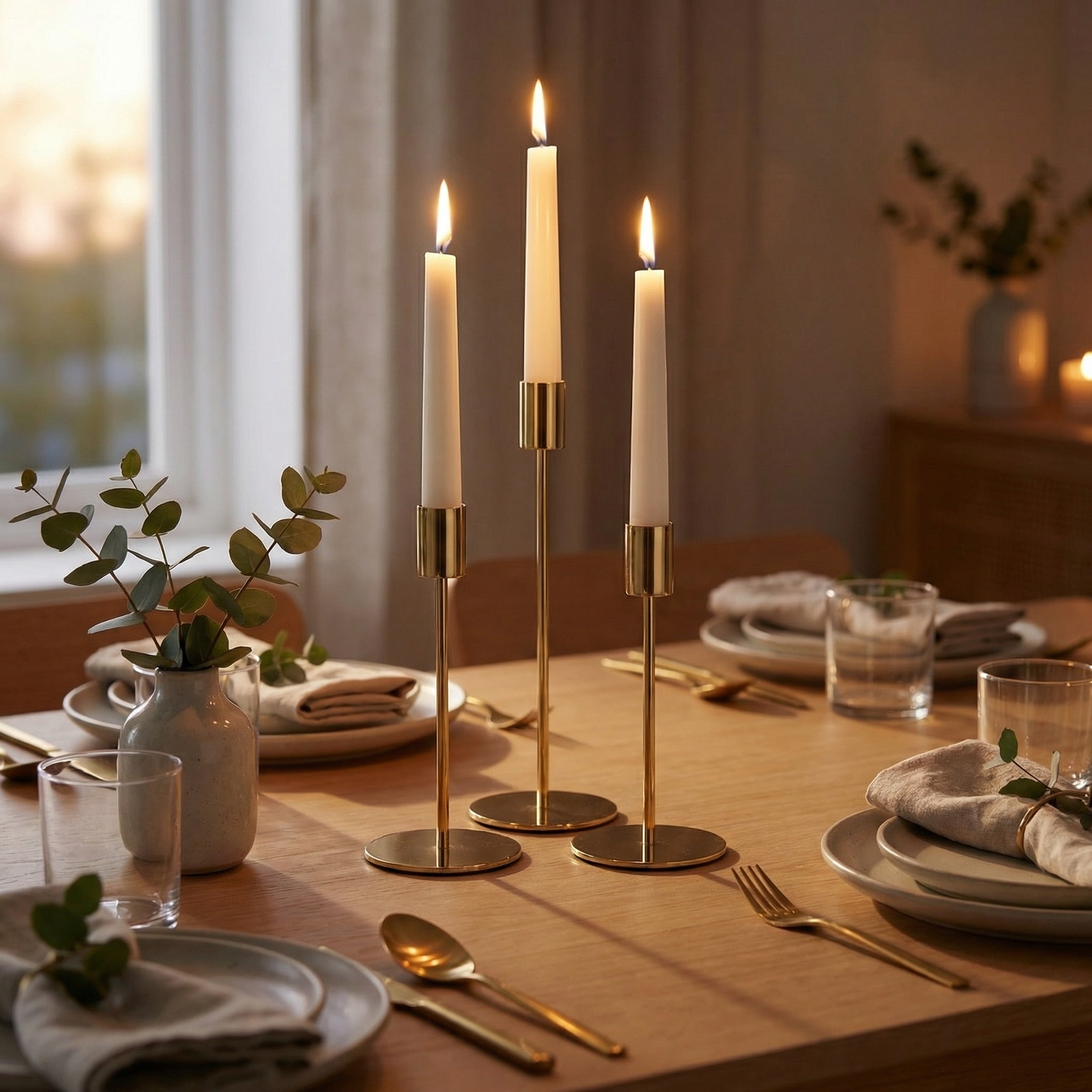 Gold Candle Holders - Set of 3 - Image 3