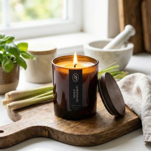 Lemongrass & Basil Natural Candle - Calming - Image 5