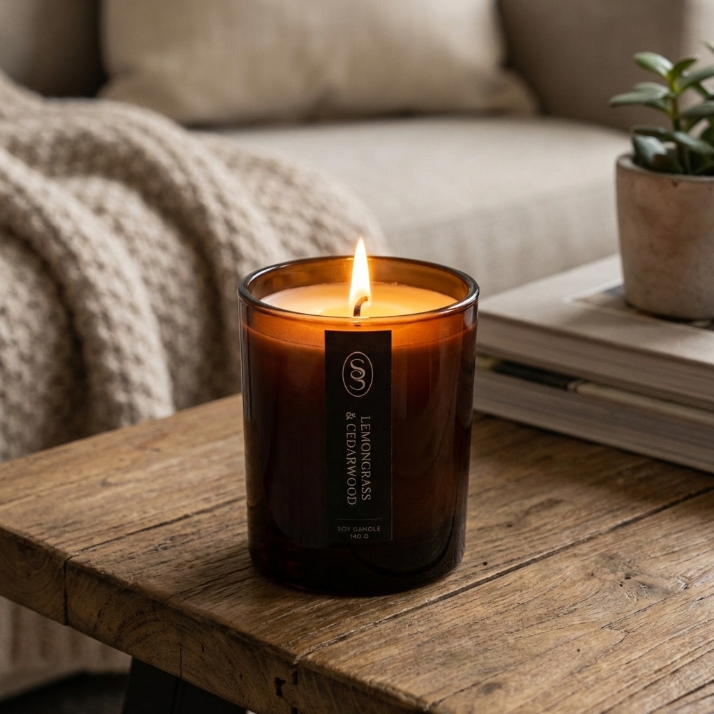 Lemongrass & Cedarwood Natural Soy Candle - Rejuvenating - Image 5