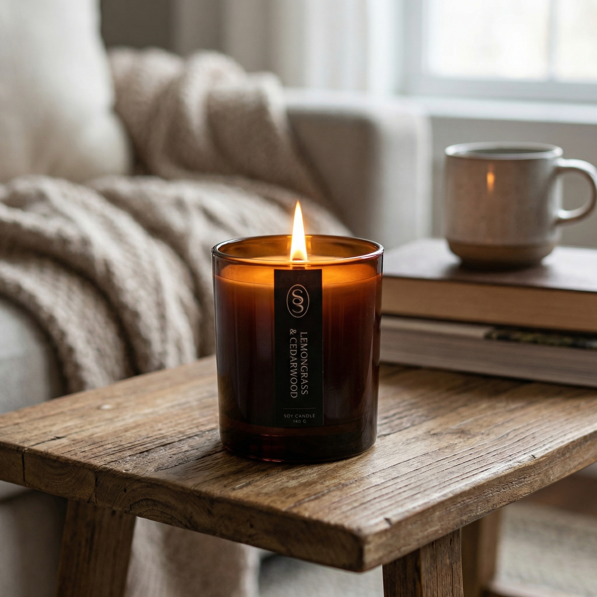 Lemongrass & Cedarwood Natural Soy Candle - Rejuvenating - Image 4