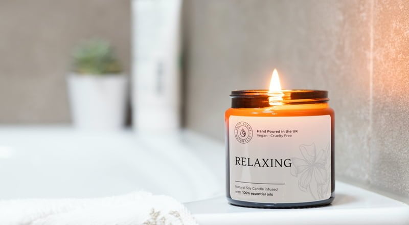 Relaxing candle in bathroom