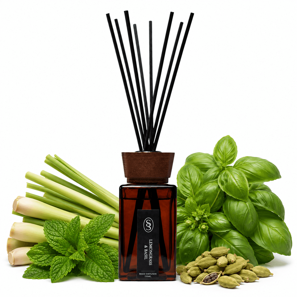 Lemongrass & Basil Natural Reed Diffuser - Calming - Image 2