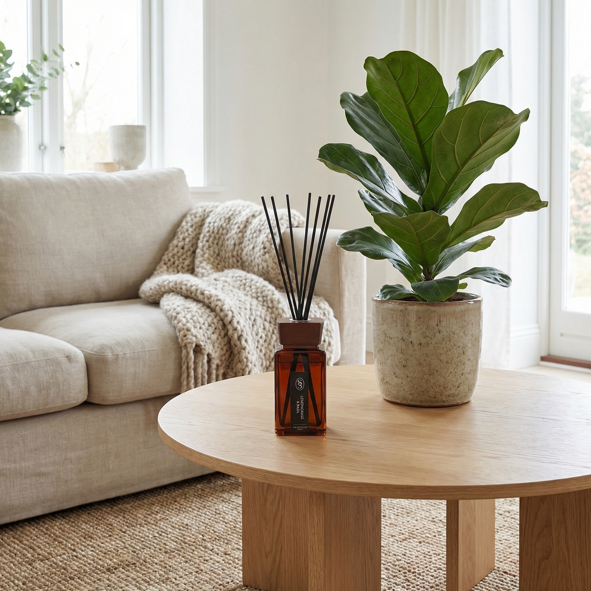 Lemongrass & Basil Natural Reed Diffuser - Calming - Image 4