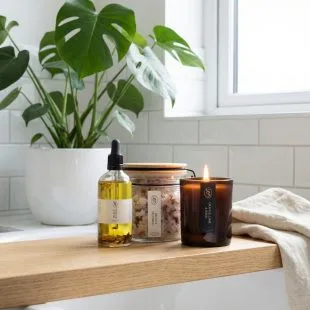 Alternative view of Sensational Natural Candle, Massage Oil and Bath Salts