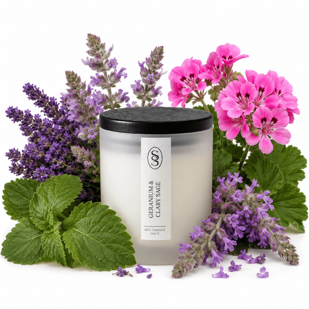 Geranium & Clary Sage Natural Candle - Harmonising - Image 2