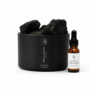 Snug Scent natural lava stone diffuser with refreshing Orange, Lime & Basil essential oil blend